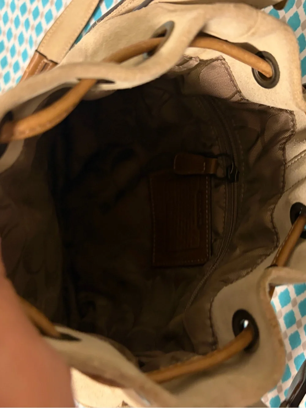 Vintage Coach Suede Drawstring Crossbody